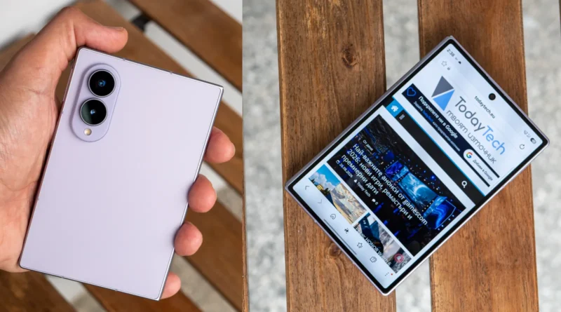 изглед отпред и отзад на сгънат galaxy z fold8