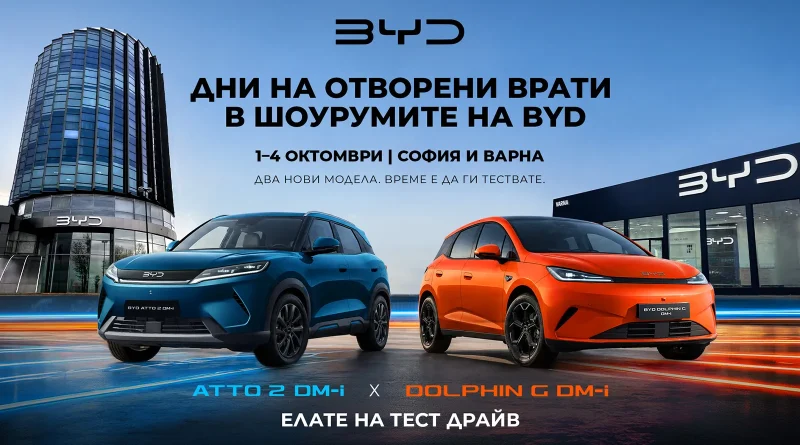 BYD организира дни на отворените врати в София и Варна от 1 до 4 октомври BYD организира дни на отворените врати в София и Варна от 1 до 4 октомври